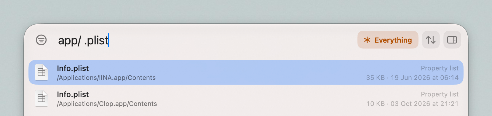 Everything in the search bar