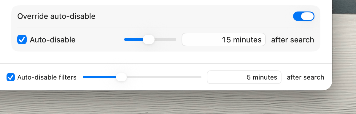 Auto-disable filters
