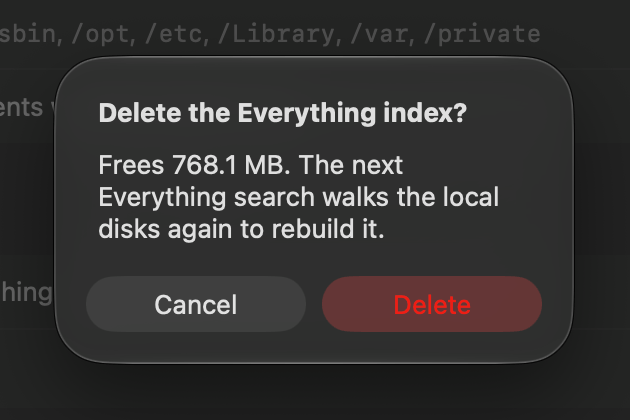 delete the Everything index
