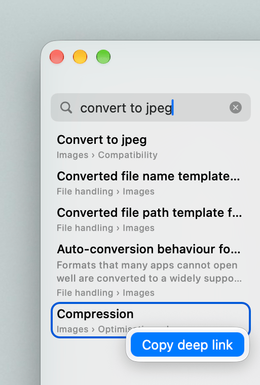 Copy deep link