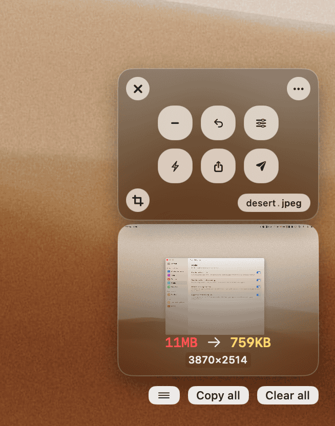Floating results for an image, video, PDF and audio file