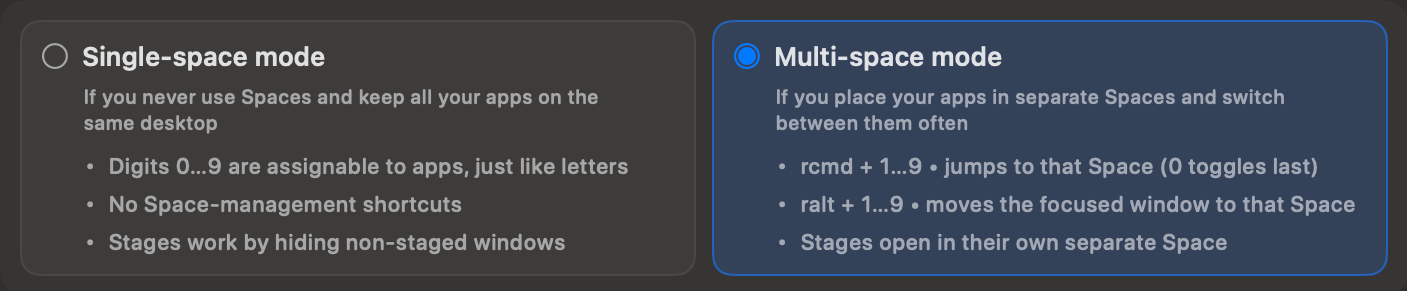 space management modes